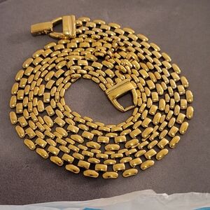 Vintage 5 link collar chain women's gold tone necklace